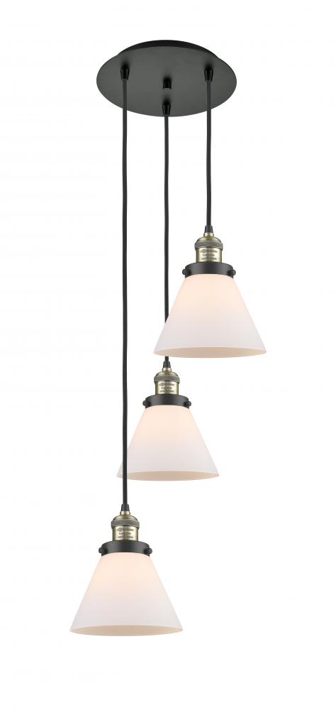 Cone - 3 Light - 14 inch - Black Antique Brass - Cord hung - Multi Pendant