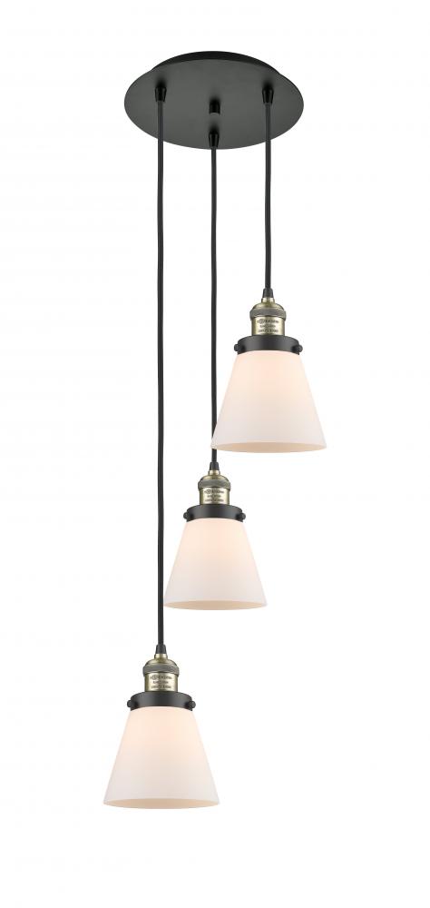 Cone - 3 Light - 13 inch - Black Antique Brass - Cord hung - Multi Pendant