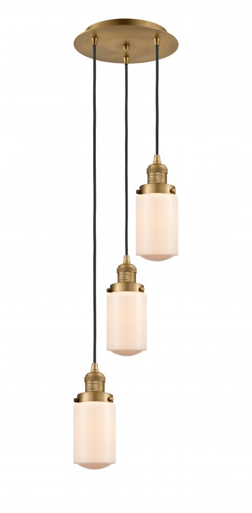 Dover - 3 Light - 11 inch - Brushed Brass - Cord hung - Multi Pendant