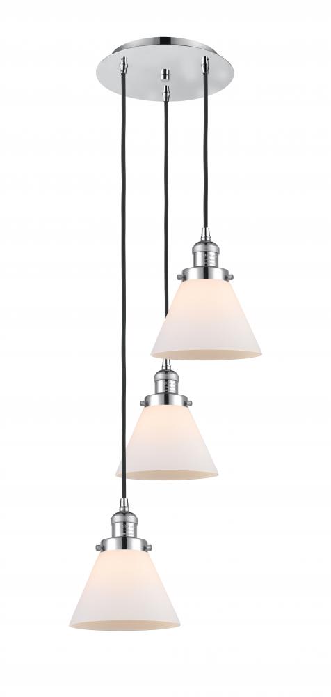 Cone - 3 Light - 14 inch - Polished Chrome - Cord hung - Multi Pendant