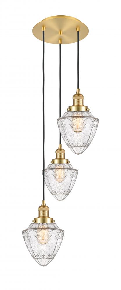 Bullet - 3 Light - 14 inch - Satin Gold - Cord hung - Multi Pendant