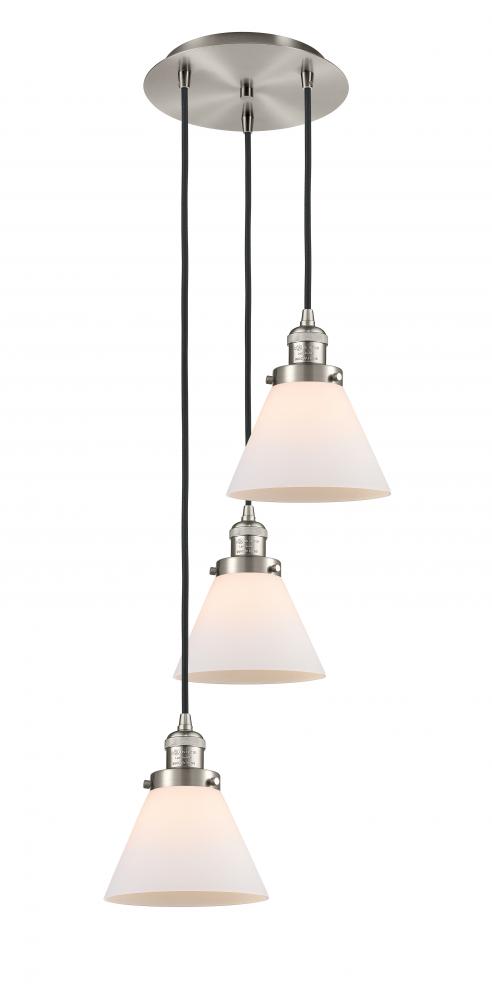 Cone - 3 Light - 14 inch - Brushed Satin Nickel - Cord hung - Multi Pendant