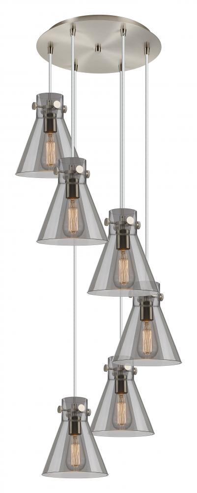 Newton Cone - 6 Light - 19 inch - Brushed Satin Nickel - Multi Pendant