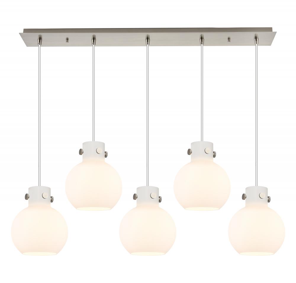 Newton Sphere - 5 Light - 40 inch - Brushed Satin Nickel - Cord hung - Linear Pendant