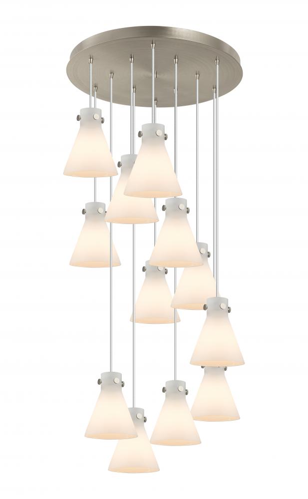 Newton Cone - 12 Light - 27 inch - Brushed Satin Nickel - Multi Pendant