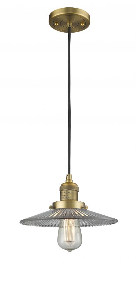 Halophane - 1 Light - 9 inch - Brushed Brass - Cord hung - Mini Pendant