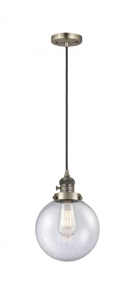 Beacon - 1 Light - 8 inch - Antique Brass - Cord hung - Mini Pendant