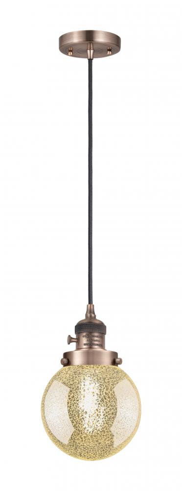 Beacon - 1 Light - 6 inch - Antique Copper - Cord hung - Mini Pendant