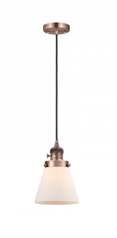 Cone - 1 Light - 6 inch - Antique Copper - Cord hung - Mini Pendant