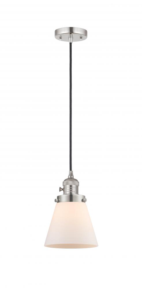 Cone - 1 Light - 6 inch - Polished Nickel - Cord hung - Mini Pendant