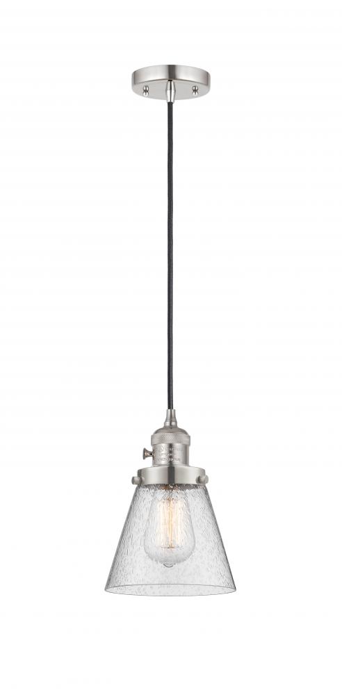 Cone - 1 Light - 6 inch - Polished Nickel - Cord hung - Mini Pendant