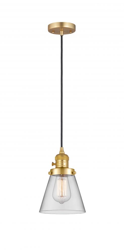 Cone - 1 Light - 6 inch - Satin Gold - Cord hung - Mini Pendant