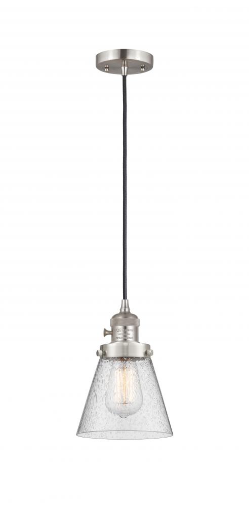 Cone - 1 Light - 6 inch - Brushed Satin Nickel - Cord hung - Mini Pendant