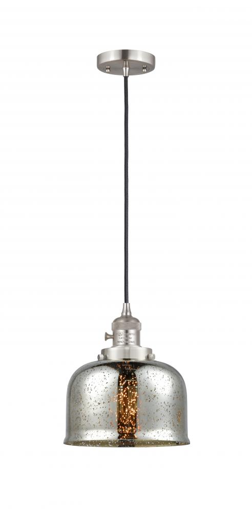 Bell - 1 Light - 8 inch - Brushed Satin Nickel - Cord hung - Mini Pendant