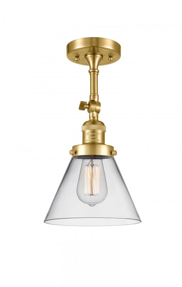 Cone - 1 Light - 8 inch - Satin Gold - Semi-Flush Mount