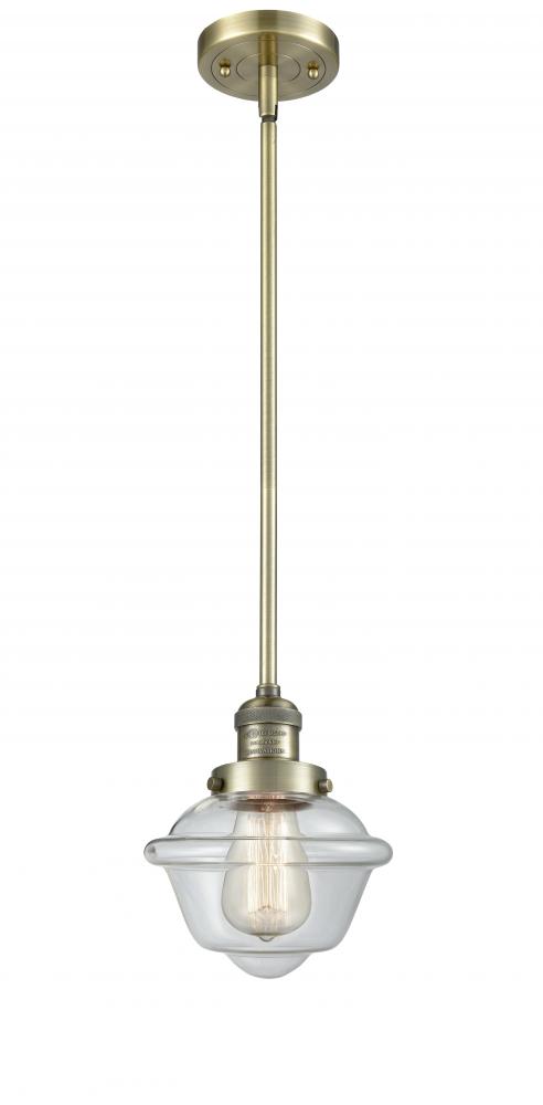 Oxford - 1 Light - 8 inch - Antique Brass - Stem Hung - Mini Pendant