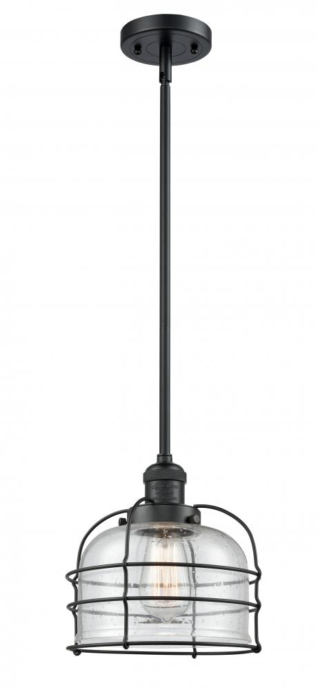 Bell Cage - 1 Light - 9 inch - Matte Black - Stem Hung - Mini Pendant