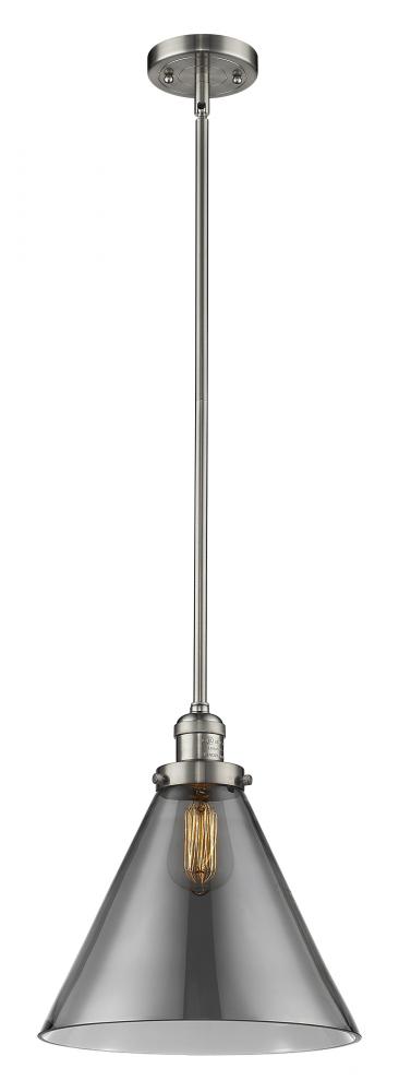 Cone - 1 Light - 12 inch - Brushed Satin Nickel - Stem Hung - Mini Pendant