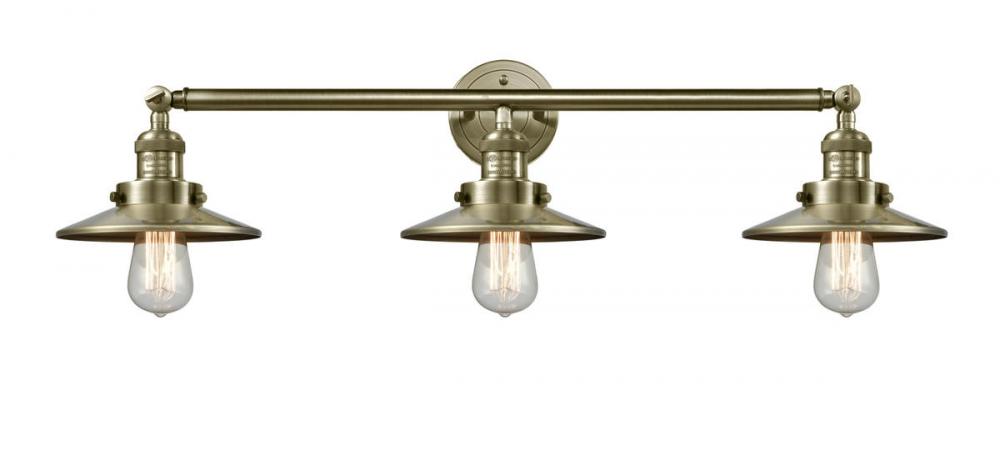 Railroad - 3 Light - 32 inch - Antique Brass - Bath Vanity Light