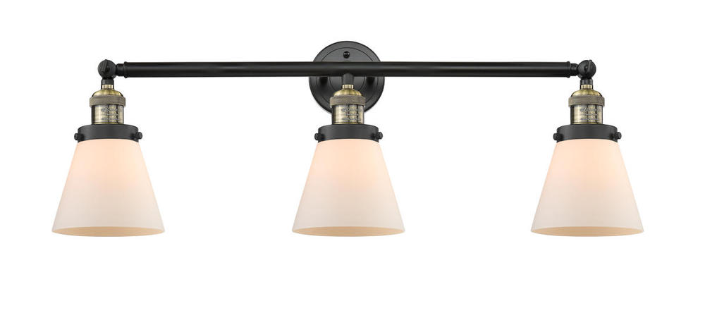 Cone - 3 Light - 30 inch - Black Antique Brass - Bath Vanity Light