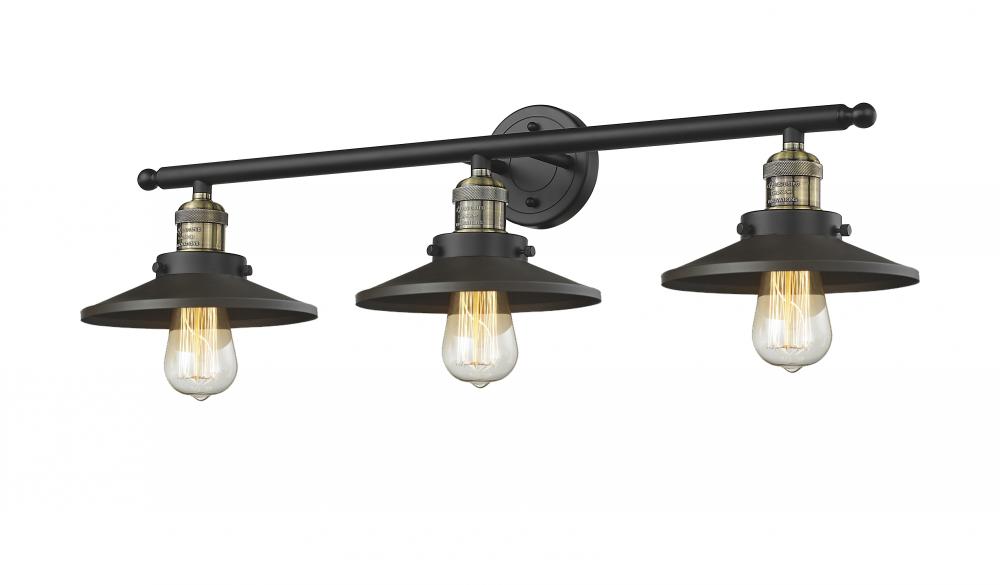 Railroad - 3 Light - 32 inch - Black Antique Brass - Bath Vanity Light