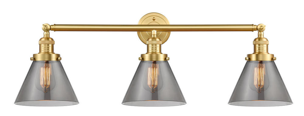 Cone - 3 Light - 32 inch - Satin Gold - Bath Vanity Light