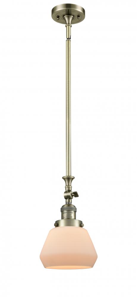 Fulton - 1 Light - 7 inch - Antique Brass - Stem Hung - Mini Pendant