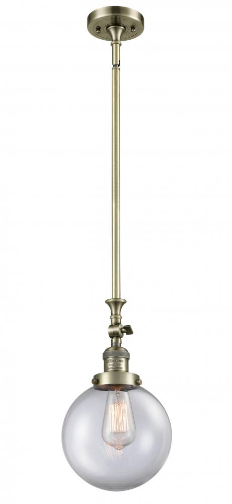 Beacon - 1 Light - 8 inch - Antique Brass - Stem Hung - Mini Pendant