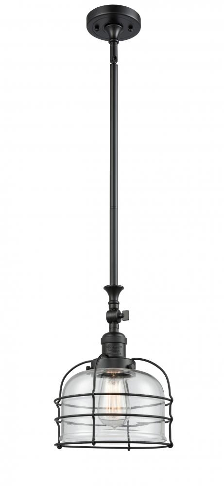 Bell Cage - 1 Light - 9 inch - Matte Black - Stem Hung - Mini Pendant