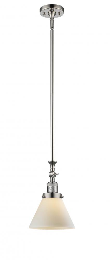 Cone - 1 Light - 8 inch - Polished Nickel - Stem Hung - Adjustable Mini Pendant