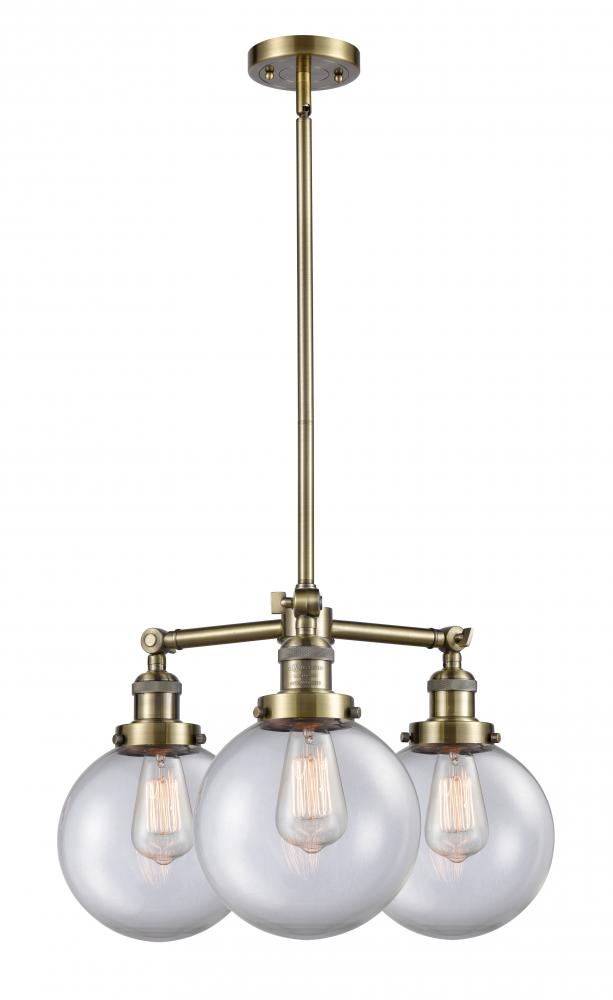 Beacon - 3 Light - 22 inch - Antique Brass - Stem Hung - Chandelier