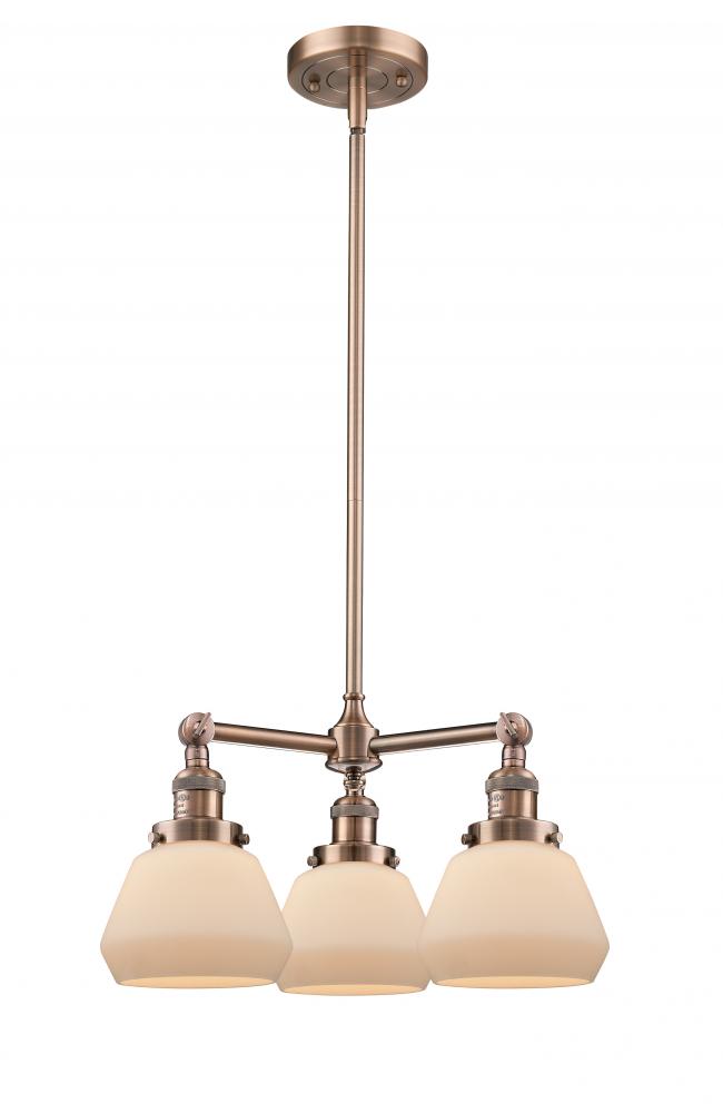 Fulton - 3 Light - 22 inch - Antique Copper - Stem Hung - Chandelier