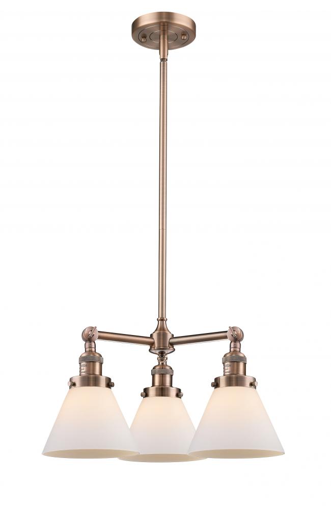 Cone - 3 Light - 22 inch - Antique Copper - Stem Hung - Chandelier