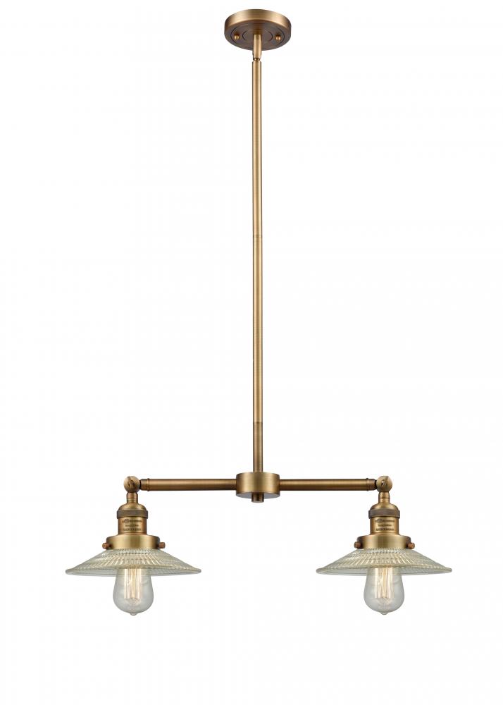 Halophane - 2 Light - 21 inch - Brushed Brass - Stem Hung - Island Light