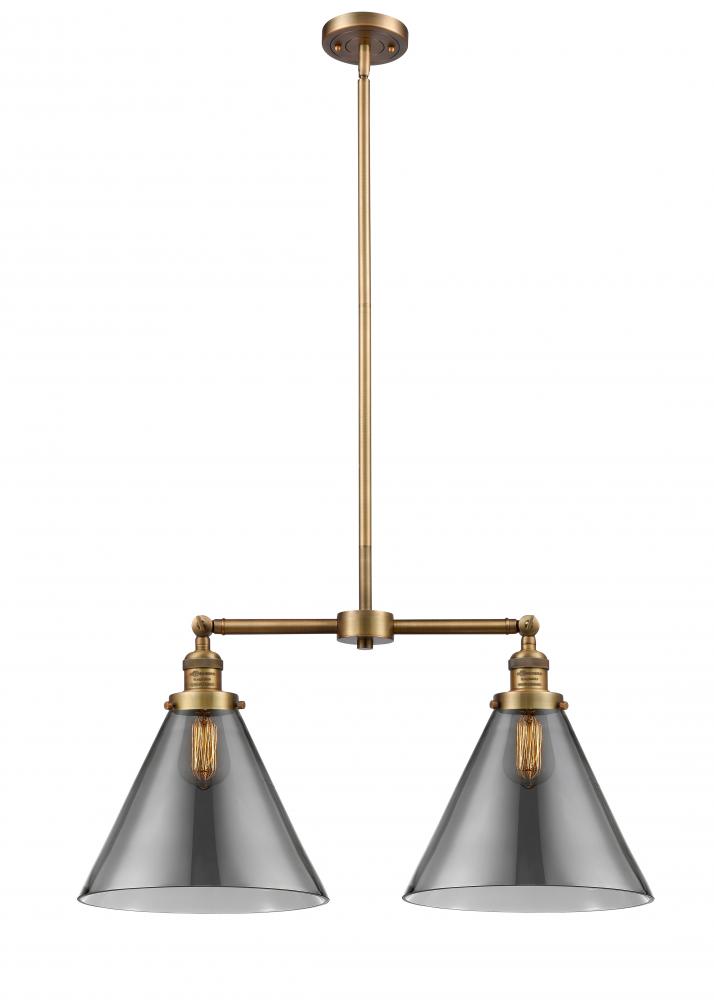 Cone - 2 Light - 21 inch - Brushed Brass - Stem Hung - Island Light