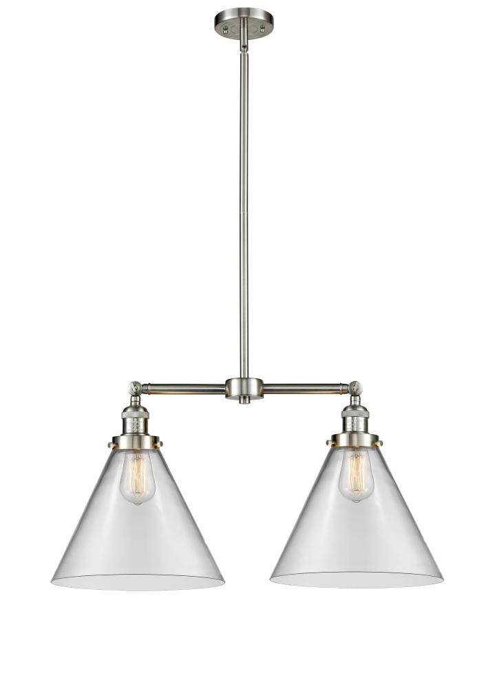 Cone - 2 Light - 21 inch - Brushed Satin Nickel - Stem Hung - Adjustable Island Light