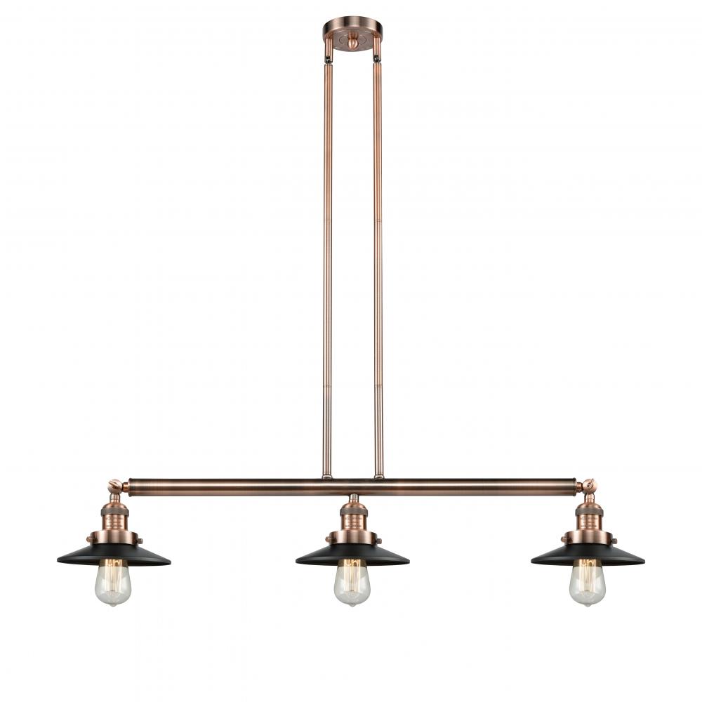 Railroad - 3 Light - 41 inch - Antique Copper - Stem Hung - Island Light