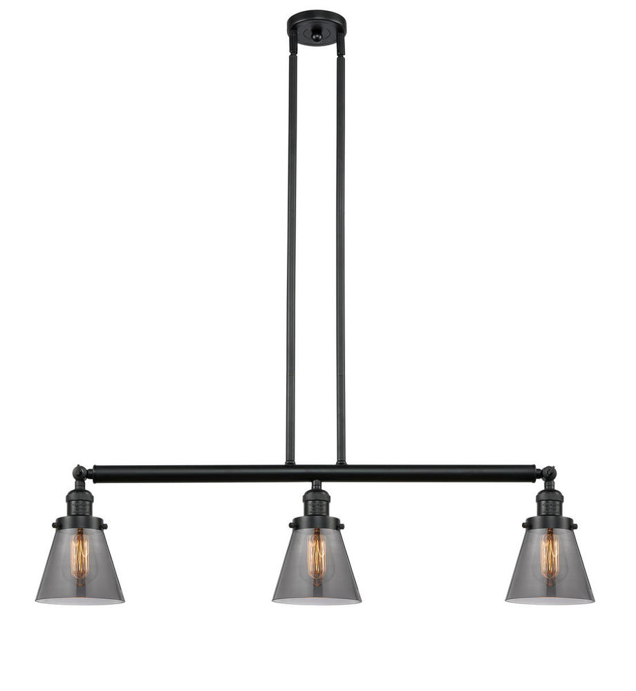 Cone - 3 Light - 39 inch - Matte Black - Stem Hung - Adjustable Island Light