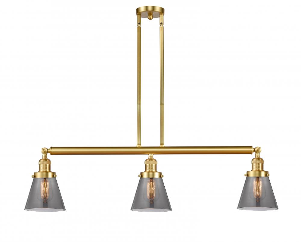 Cone - 3 Light - 39 inch - Satin Gold - Stem Hung - Island Light