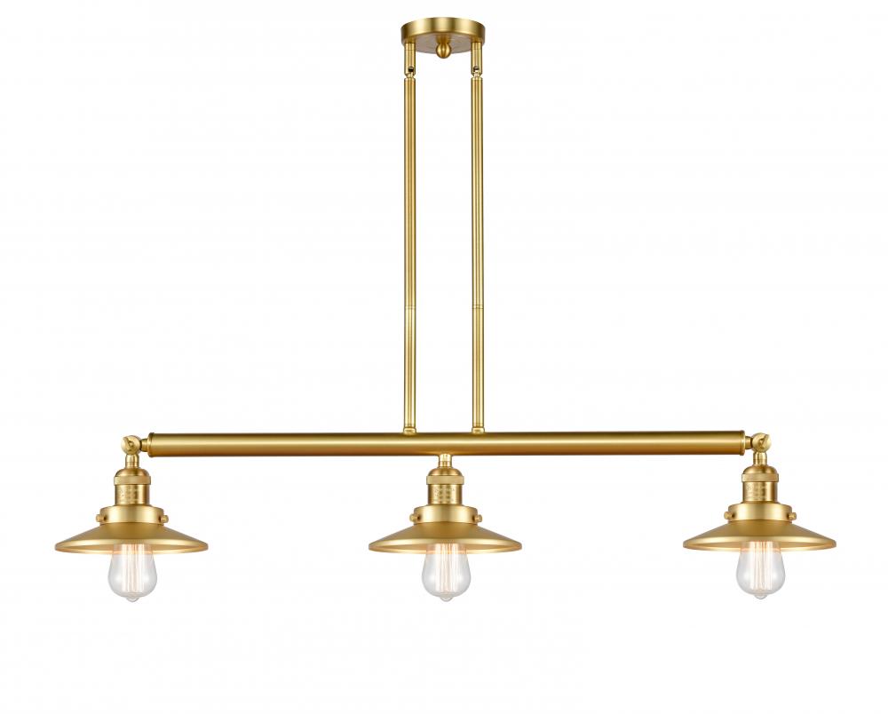 Railroad - 3 Light - 41 inch - Satin Gold - Stem Hung - Island Light