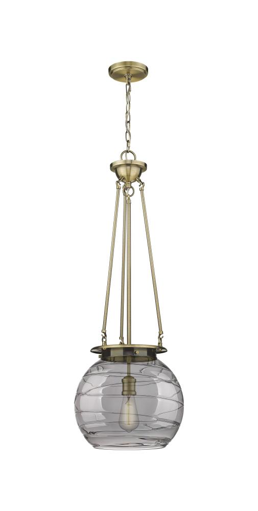 Athens Deco Swirl - 1 Light - 14 inch - Antique Brass - Chain Hung - Pendant