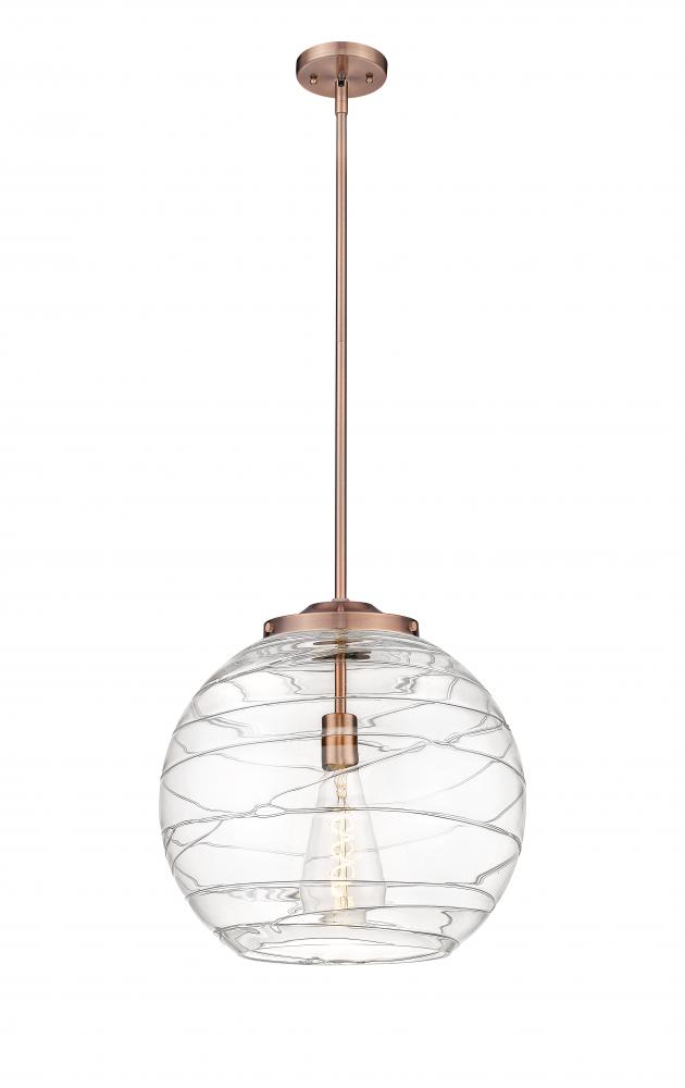 Athens Deco Swirl - 1 Light - 16 inch - Antique Copper - Stem Hung - Pendant