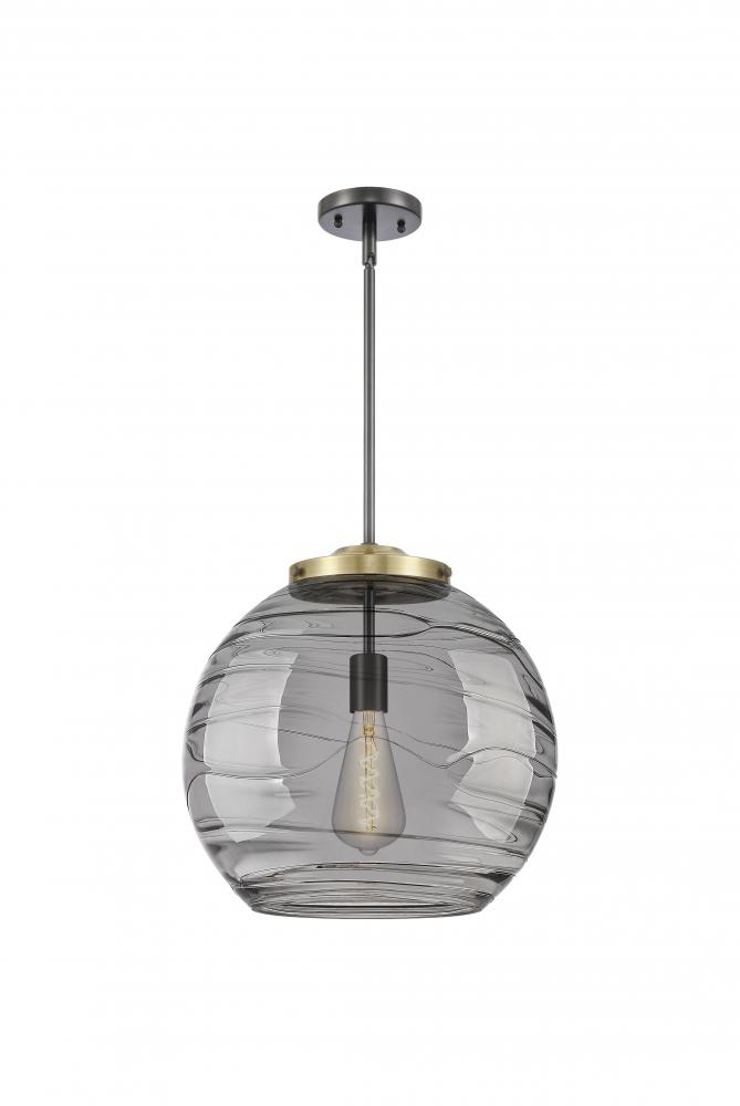 Athens Deco Swirl - 1 Light - 16 inch - Black Antique Brass - Stem Hung - Pendant