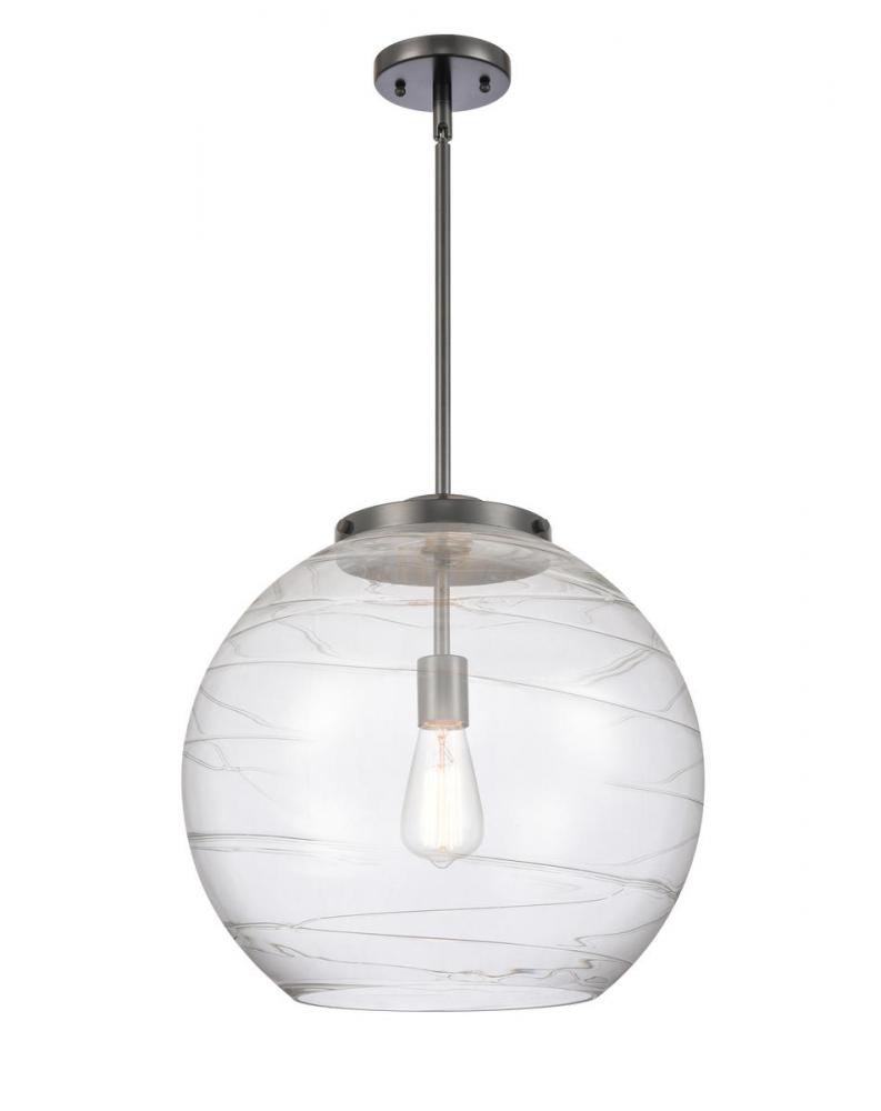 Athens Deco Swirl - 1 Light - 16 inch - Matte Black - Cord hung - Pendant