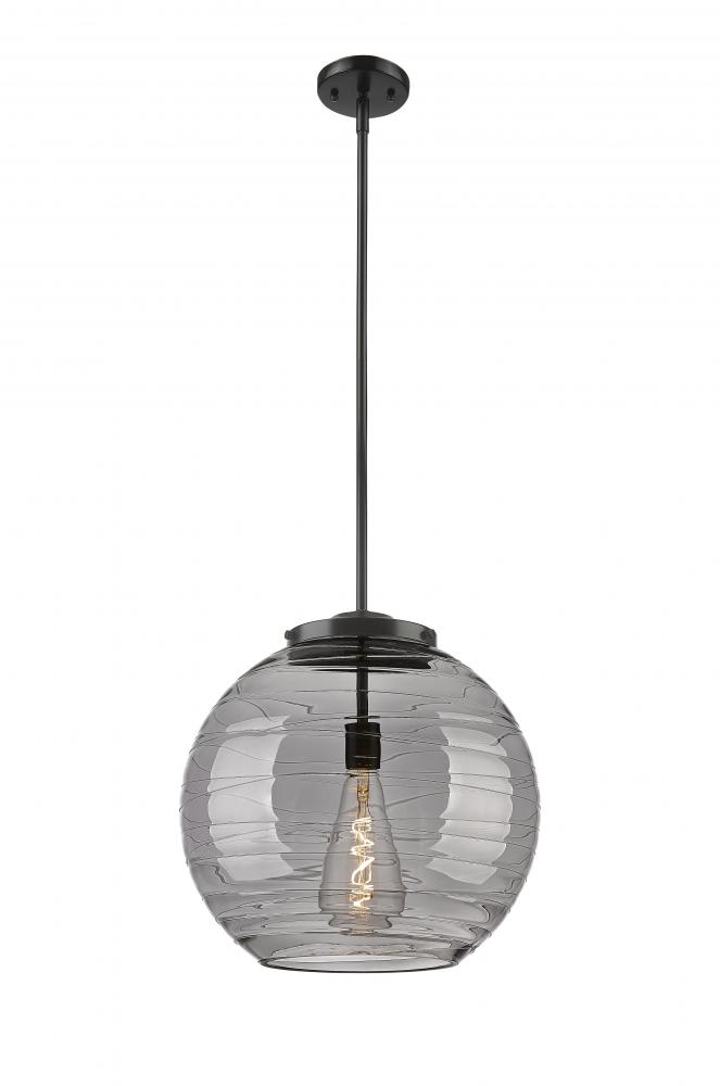 Athens Deco Swirl - 1 Light - 16 inch - Matte Black - Stem Hung - Pendant