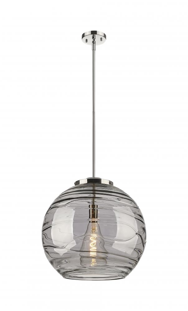 Athens Deco Swirl - 1 Light - 18 inch - Polished Nickel - Cord hung - Pendant