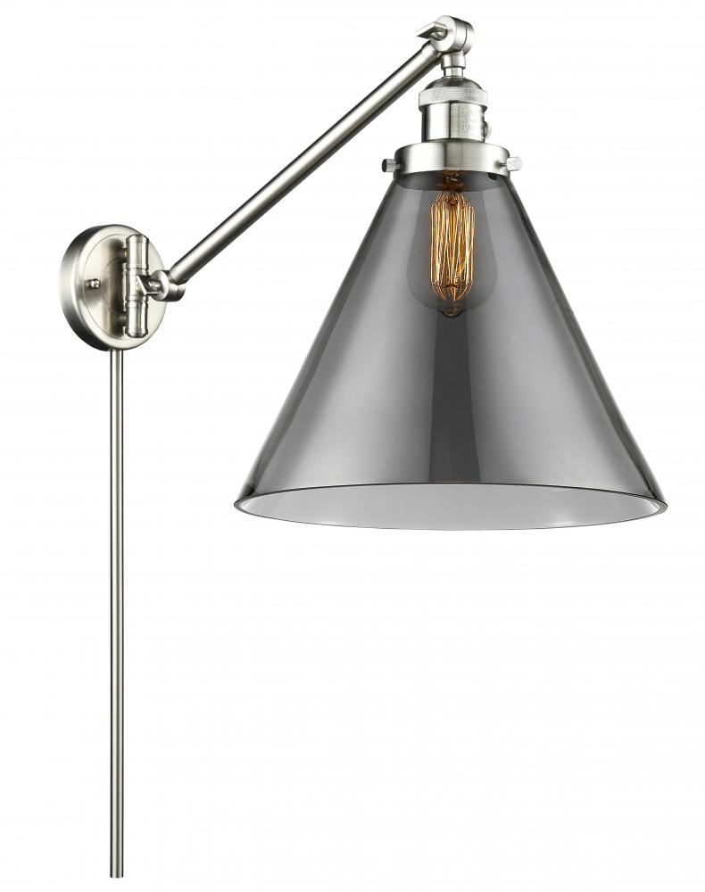 Cone - 1 Light - 12 inch - Brushed Satin Nickel -Adjustable Swing Arm