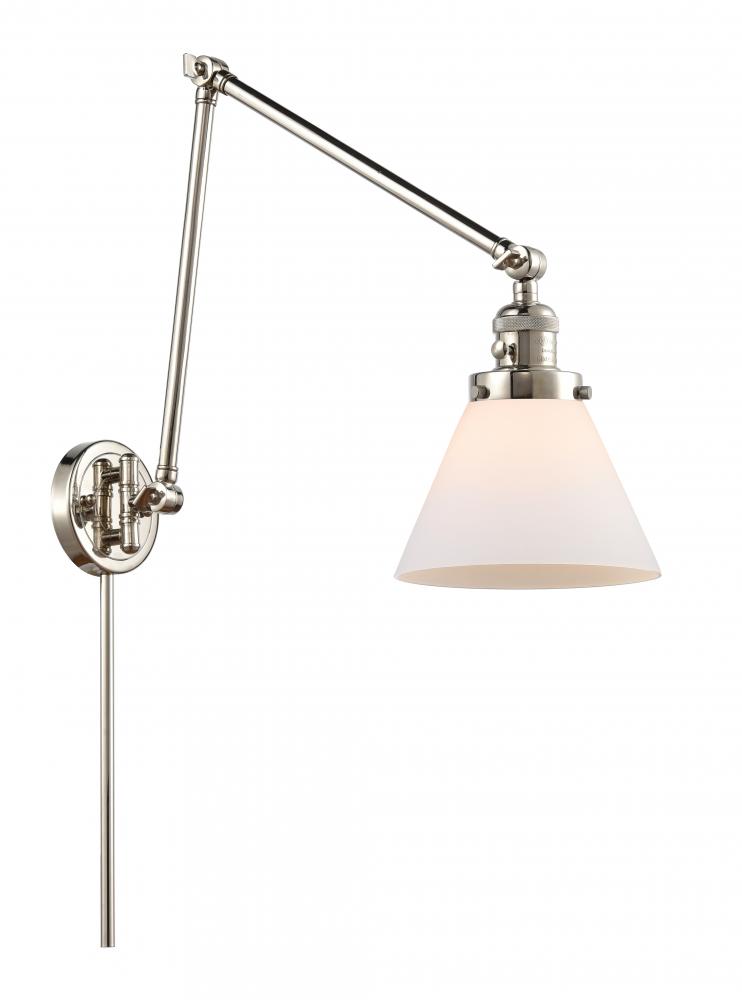 Cone - 1 Light - 8 inch - Polished Nickel -Adjustable Swing Arm