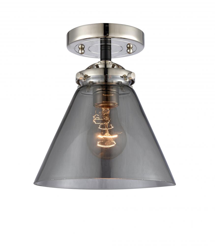 Cone - 1 Light - 8 inch - Black Polished Nickel - Semi-Flush Mount