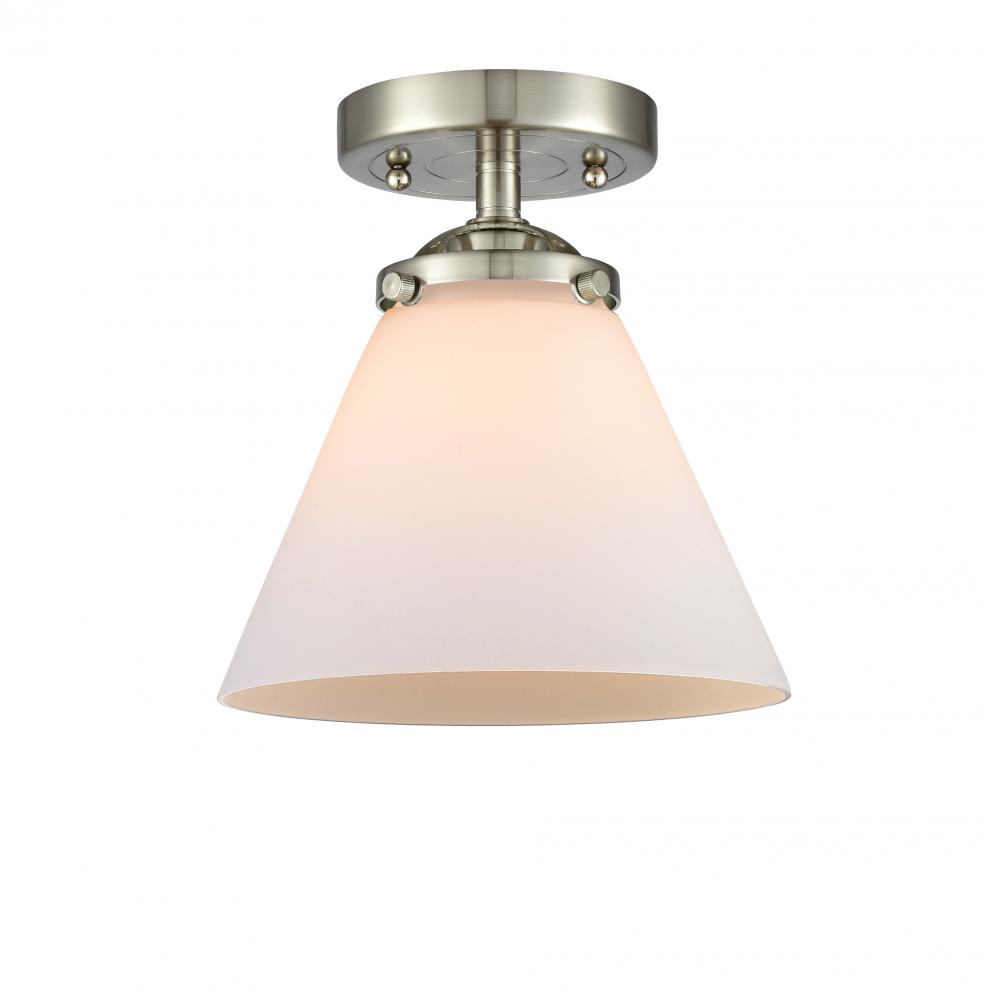 Cone - 1 Light - 8 inch - Brushed Satin Nickel - Semi-Flush Mount